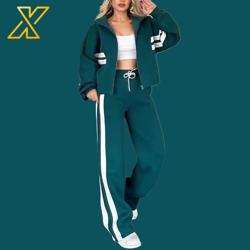 Zipper Sweatshirt Set