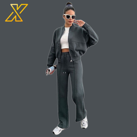 Zipper Sweatshirt Set