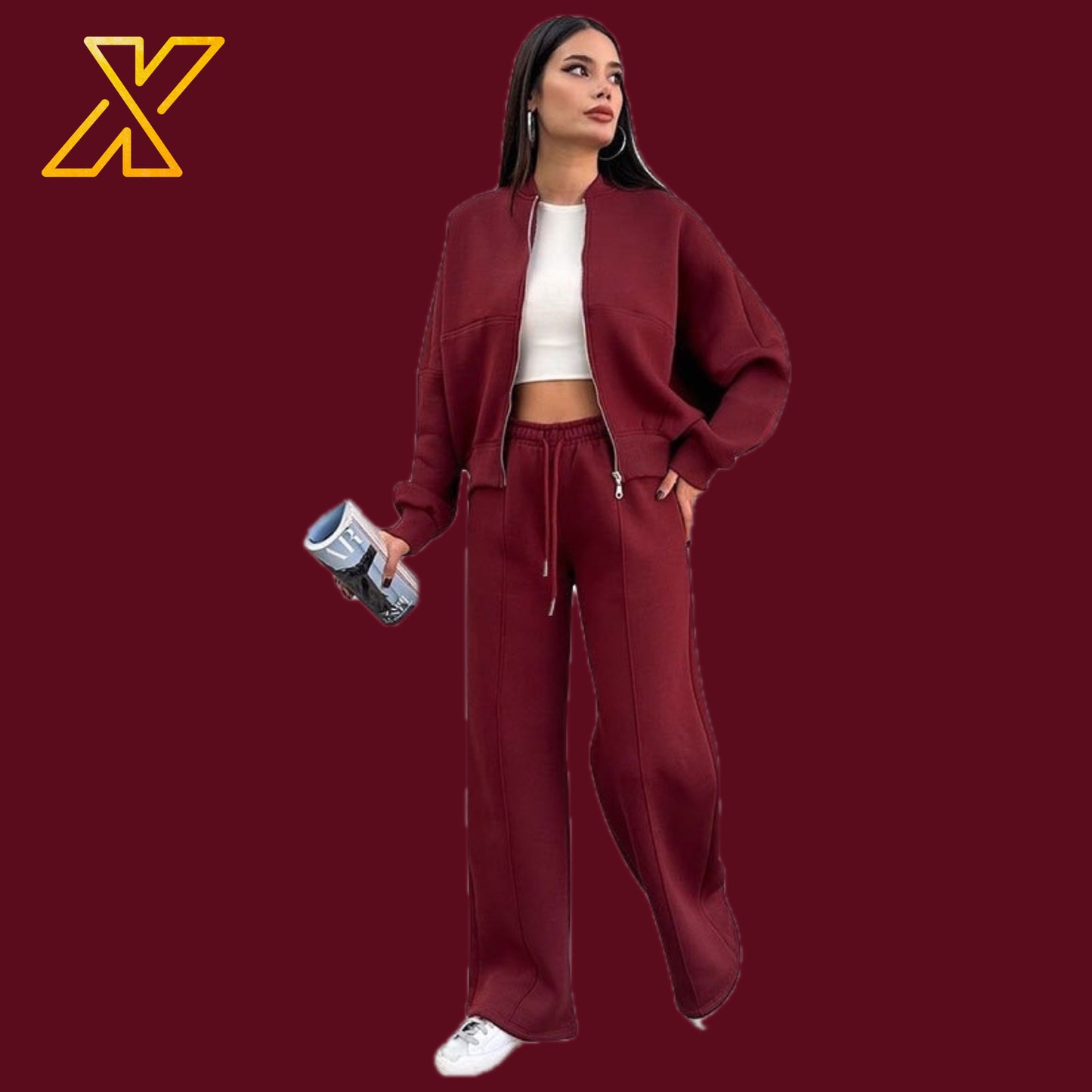 Zipper Sweatshirt Set