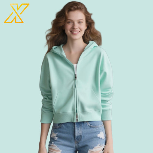 Cropped Zip-Up Hoodie-350GSM