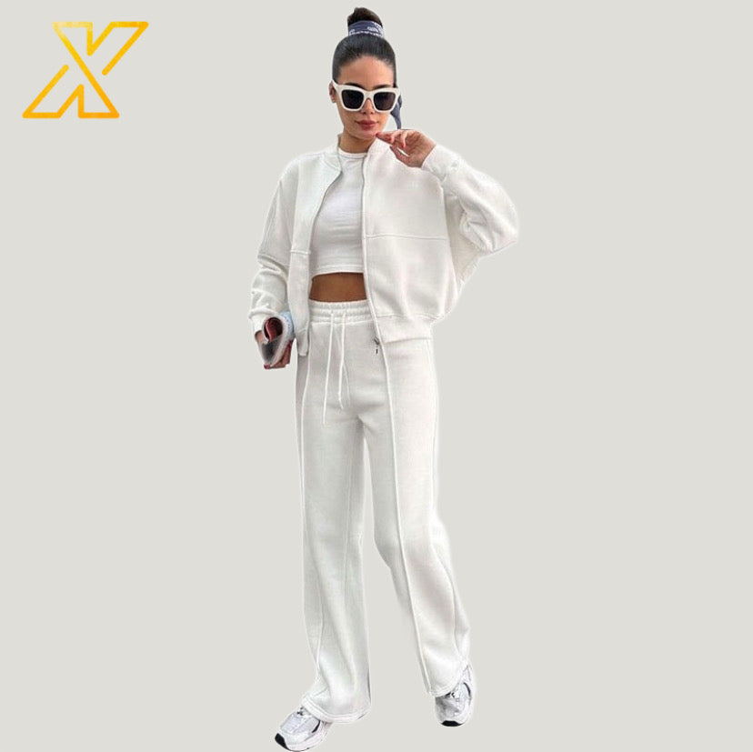 Zipper Sweatshirt Set