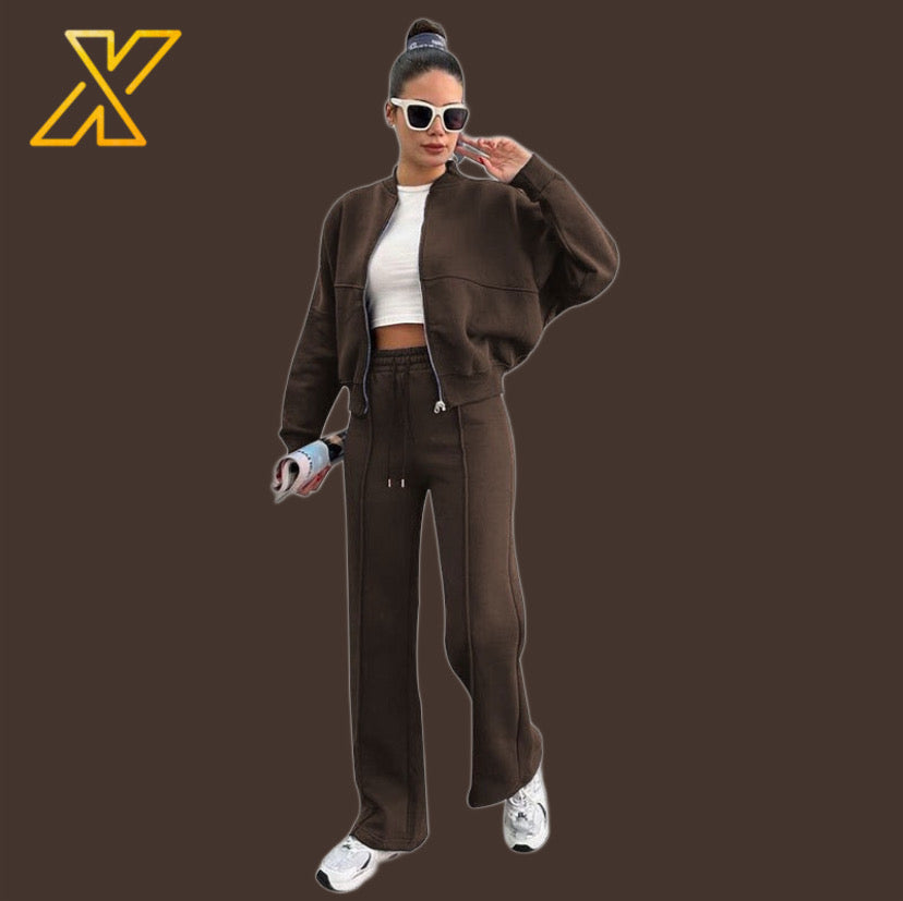 Zipper Sweatshirt Set