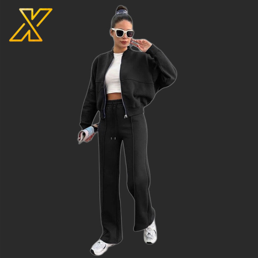 Zipper Sweatshirt Set