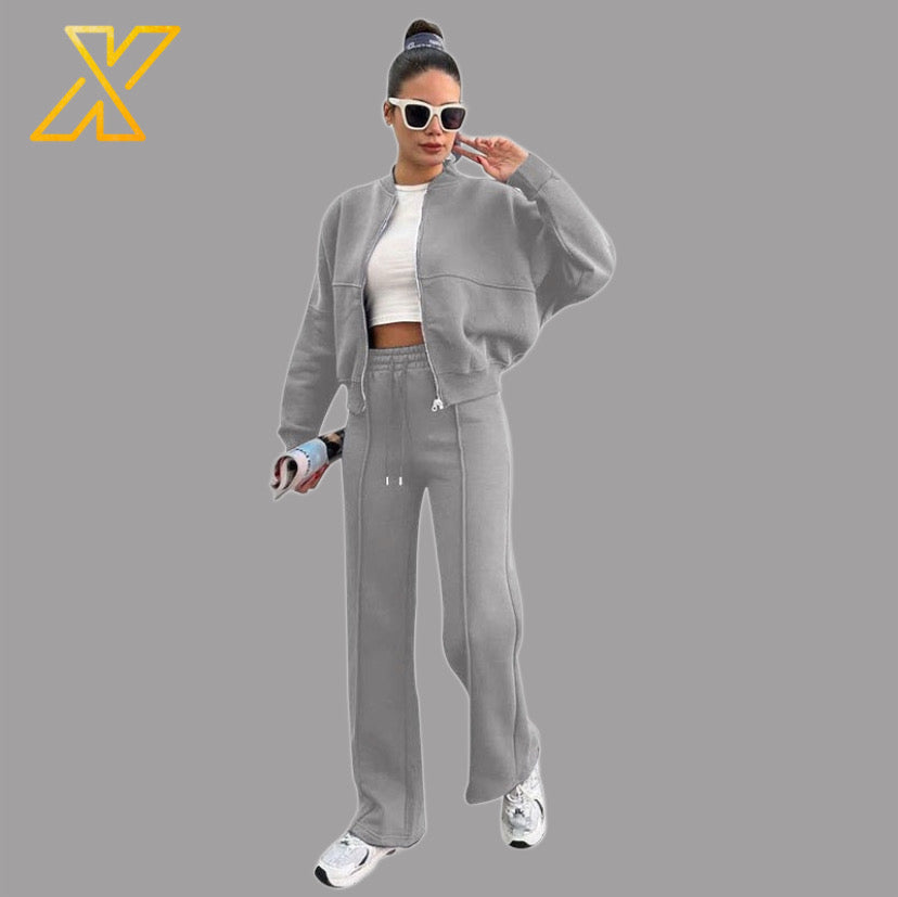 Zipper Sweatshirt Set